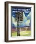 "Baseball Stadium at Night," Saturday Evening Post Cover, June 28, 1941-Roy Hilton-Framed Premium Giclee Print