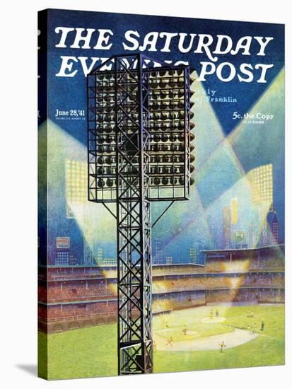 "Baseball Stadium at Night," Saturday Evening Post Cover, June 28, 1941-Roy Hilton-Stretched Canvas