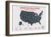 Baseball Stadium Bucket List Map in Beige-Ren Lane-Framed Art Print