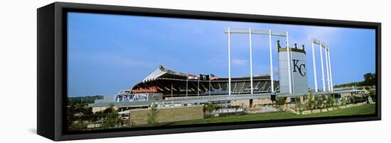 Baseball Stadium in a City, Kauffman Stadium, Kansas City, Missouri, USA-null-Framed Stretched Canvas