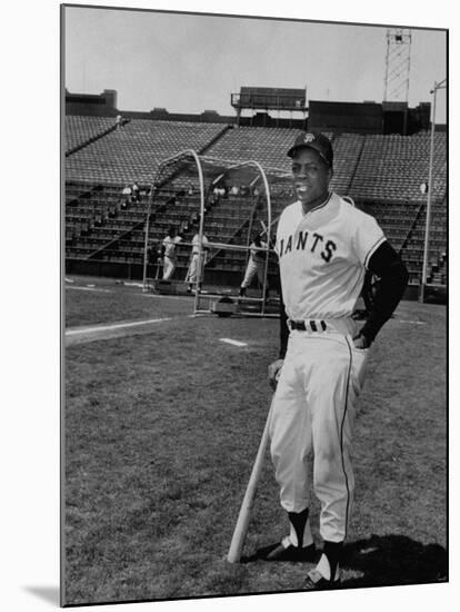 Baseball Star, Willie Mays on the Field-null-Mounted Premium Photographic Print