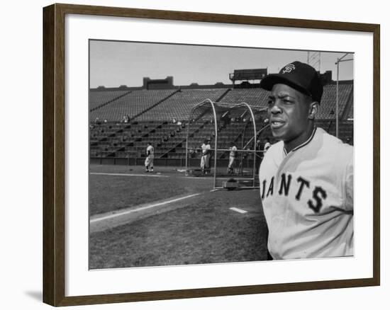 Baseball Star, Willie Mays on the Field-null-Framed Premium Photographic Print