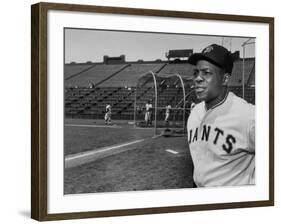 Baseball Star, Willie Mays on the Field-null-Framed Premium Photographic Print