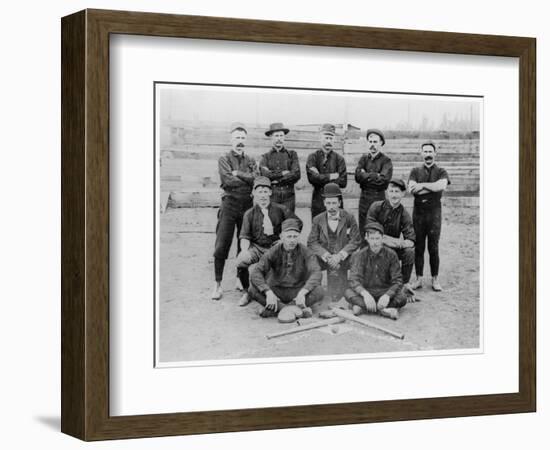 Baseball Team of Railroad Workers in 1889-null-Framed Giclee Print