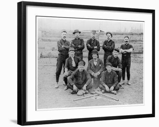 Baseball Team of Railroad Workers in 1889-null-Framed Giclee Print