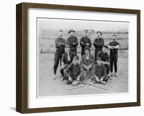 Baseball Team of Railroad Workers in 1889-null-Framed Giclee Print