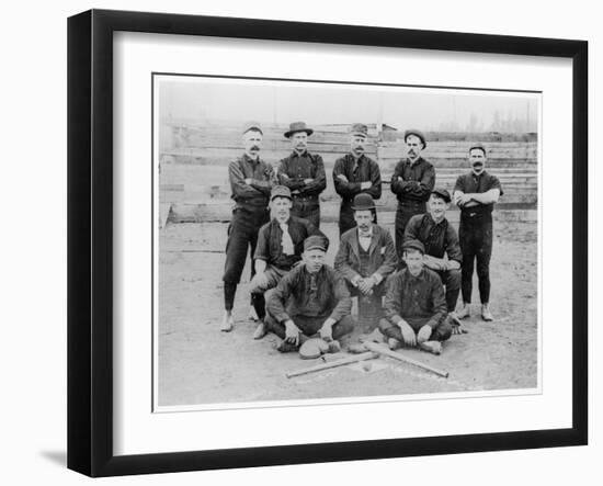 Baseball Team of Railroad Workers in 1889-null-Framed Giclee Print