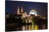 Basel Minster over the Rhine by Night - Switzerland-Leonid Andronov-Stretched Canvas