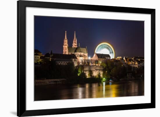 Basel Minster over the Rhine by Night - Switzerland-Leonid Andronov-Framed Photographic Print