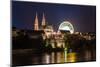 Basel Minster over the Rhine by Night - Switzerland-Leonid Andronov-Mounted Photographic Print