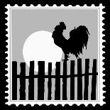 Silhouette Of The Cock On Postage Stamps-basel101658-Art Print