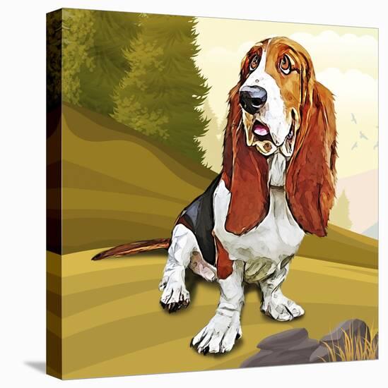 Bashful Basset-Kim Curinga-Stretched Canvas