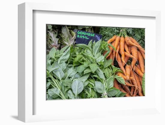 Basil and carrots at farmer's market, USA-Jim Engelbrecht-Framed Photographic Print