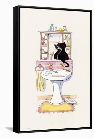 Basil in the Bathroom II-Harry Caunce-Framed Stretched Canvas