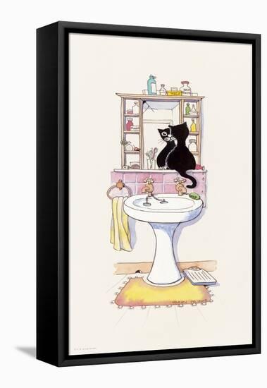 Basil in the Bathroom II-Harry Caunce-Framed Stretched Canvas