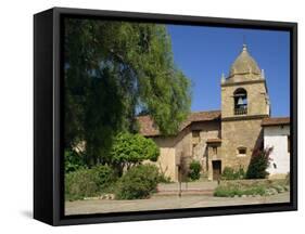 Basilica and Bell Tower at Carmel Mission, Founded 1770, Carmel by the Sea, California, USA-Westwater Nedra-Framed Stretched Canvas