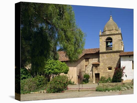Basilica and Bell Tower at Carmel Mission, Founded 1770, Carmel by the Sea, California, USA-Westwater Nedra-Stretched Canvas