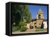 Basilica and Bell Tower at Carmel Mission, Founded 1770, Carmel by the Sea, California, USA-Westwater Nedra-Framed Stretched Canvas