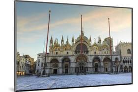 Basilica and Piazza San Marco at dawn after overnight snow, Venice, UNESCO World Heritage Site, Ven-Eleanor Scriven-Mounted Photographic Print