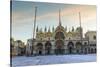 Basilica and Piazza San Marco at dawn after overnight snow, Venice, UNESCO World Heritage Site, Ven-Eleanor Scriven-Stretched Canvas