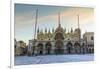 Basilica and Piazza San Marco at dawn after overnight snow, Venice, UNESCO World Heritage Site, Ven-Eleanor Scriven-Framed Photographic Print