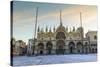 Basilica and Piazza San Marco at dawn after overnight snow, Venice, UNESCO World Heritage Site, Ven-Eleanor Scriven-Stretched Canvas