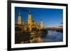 Basilica De Nuestra Senora Del Pilar Church and Ebro River at Dusk, Zaragoza, Aragon, Spain-Stefano Politi Markovina-Framed Photographic Print