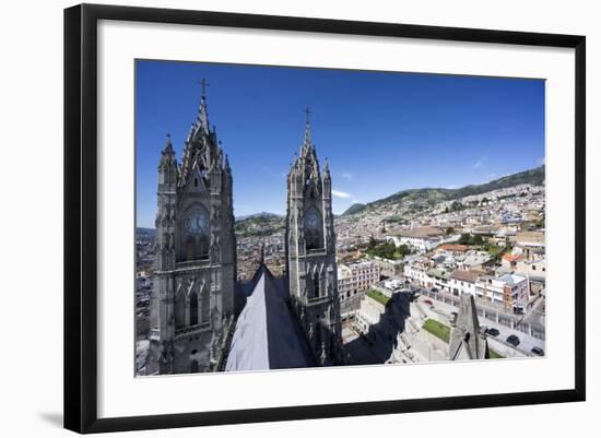Basilica del Voto Nacional (Basilica of the National Vow), and city view, Quito, Ecuador-Peter Groenendijk-Framed Photographic Print