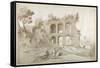 Basilica of Constantine. Entrance Wall in a Fantastic Setting (Pen and Ink with Wash on Paper)-Sebastian Vrancx-Framed Stretched Canvas