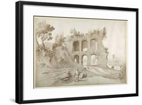 Basilica of Constantine. Entrance Wall in a Fantastic Setting (Pen and Ink with Wash on Paper)-Sebastian Vrancx-Framed Giclee Print