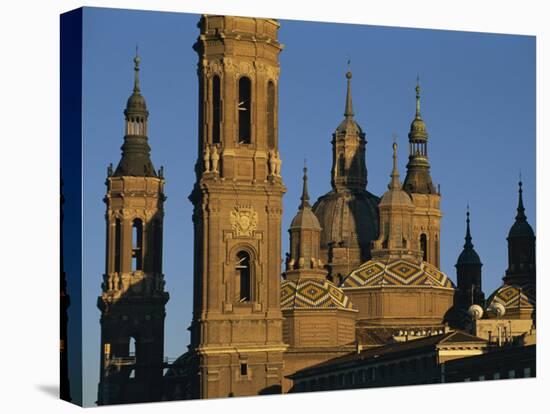 Basilica of Nuestra Senora Del Pilar at Sunset, Zaragoza, Aragon, Spain-Tomlinson Ruth-Stretched Canvas