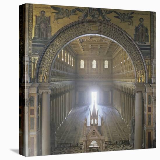 Basilica of Saint Paul Outside the Walls, 19th C. Reconstruction-Pasquale Belli-Stretched Canvas