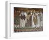 Basilica of San Vitale, Presbytery with Mosaic of Emperor Justinian, 6th c. Ravenna, Italy.-null-Framed Art Print