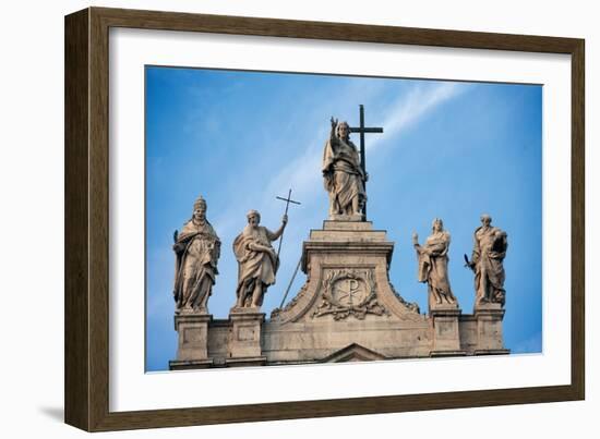 Basilica of St. John Lateran, Rome, with 17th c. Statues and architecture by Borromini, Italy-Borromini-Framed Art Print