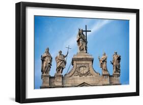 Basilica of St. John Lateran, Rome, with 17th c. Statues and architecture by Borromini, Italy-Borromini-Framed Art Print