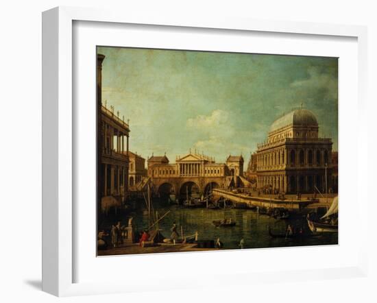 Basilica of Vicenza and the Rialto Bridge-Canaletto-Framed Giclee Print