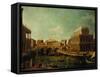 Basilica of Vicenza and the Rialto Bridge-Canaletto-Framed Stretched Canvas