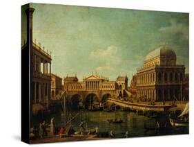 Basilica of Vicenza and the Rialto Bridge-Canaletto-Stretched Canvas