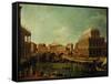 Basilica of Vicenza and the Rialto Bridge-Canaletto-Framed Stretched Canvas