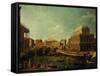 Basilica of Vicenza and the Rialto Bridge-Canaletto-Framed Stretched Canvas