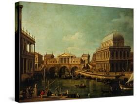 Basilica of Vicenza and the Rialto Bridge-Canaletto-Stretched Canvas