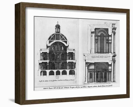 Basilica Saint-Denis, the Valois Tower, C.1655 (Engraving) (See also 414688, 414690)-Jean Marot-Framed Giclee Print