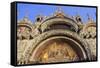 Basilica San Marco golden exterior mosaics in late afternoon sun in winter, Venice, UNESCO World He-Eleanor Scriven-Framed Stretched Canvas