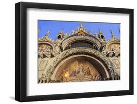 Basilica San Marco golden exterior mosaics in late afternoon sun in winter, Venice, UNESCO World He-Eleanor Scriven-Framed Photographic Print