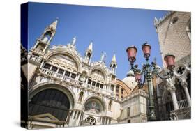 Basilica San Marcoand street lamp, Venice, Veneto, Italy-Russ Bishop-Stretched Canvas