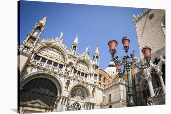 Basilica San Marcoand street lamp, Venice, Veneto, Italy-Russ Bishop-Stretched Canvas