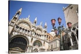 Basilica San Marcoand street lamp, Venice, Veneto, Italy-Russ Bishop-Stretched Canvas