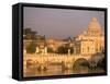 Basilica San Pietro and Ponte Sant Angelo, The Vatican, Rome, Italy-Walter Bibikow-Framed Stretched Canvas