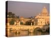 Basilica San Pietro and Ponte Sant Angelo, The Vatican, Rome, Italy-Walter Bibikow-Stretched Canvas