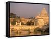 Basilica San Pietro and Ponte Sant Angelo, The Vatican, Rome, Italy-Walter Bibikow-Framed Stretched Canvas